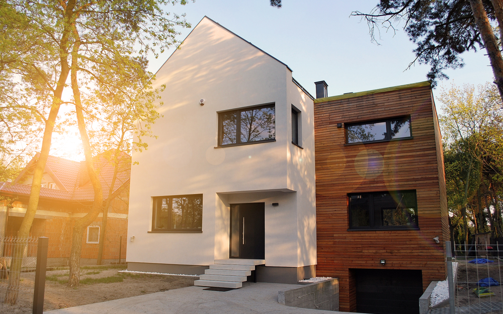 Luxury,Real,Estate,Single,Family,House,With,Wooden,Facade,,View