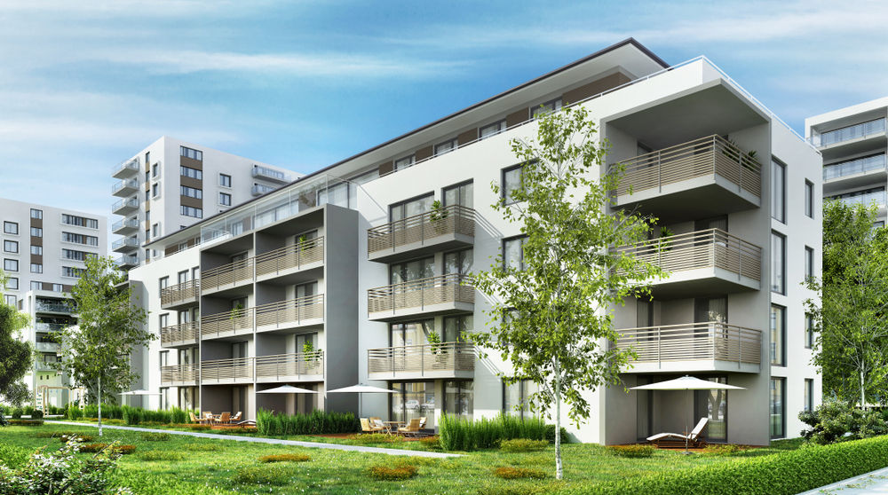 Modern,Residential,Buildings,In,The,City.,3d,Rendering